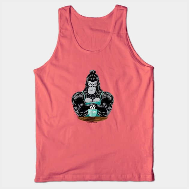 Portland Oregon Gorilla Barista Tank Top by BurchCreativeDesign